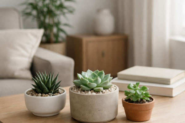 Plantas para dentro de casa em 2026 com suculentas de pequeno porte em apartamento moderno
