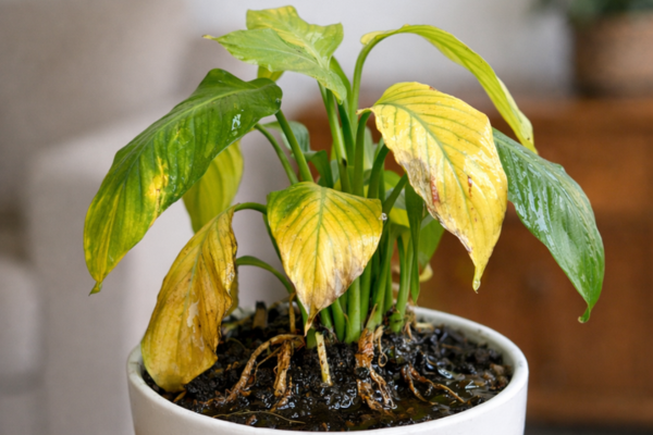 excesso de água em plantas cultivadas dentro de casa
