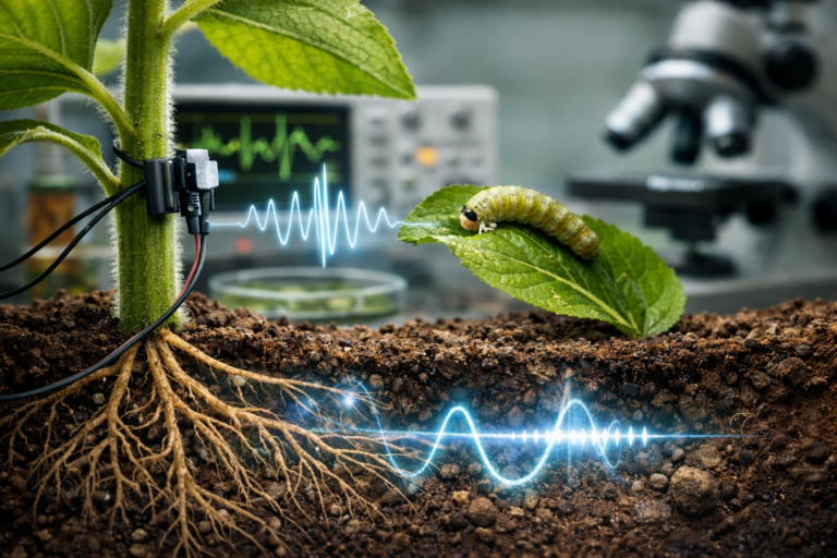 planta detectando vibrações sonoras de insetos antes de ataque