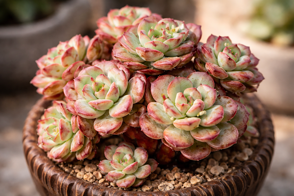 Suculenta Tencho Agua Blanca com folhas claras e formato em roseta