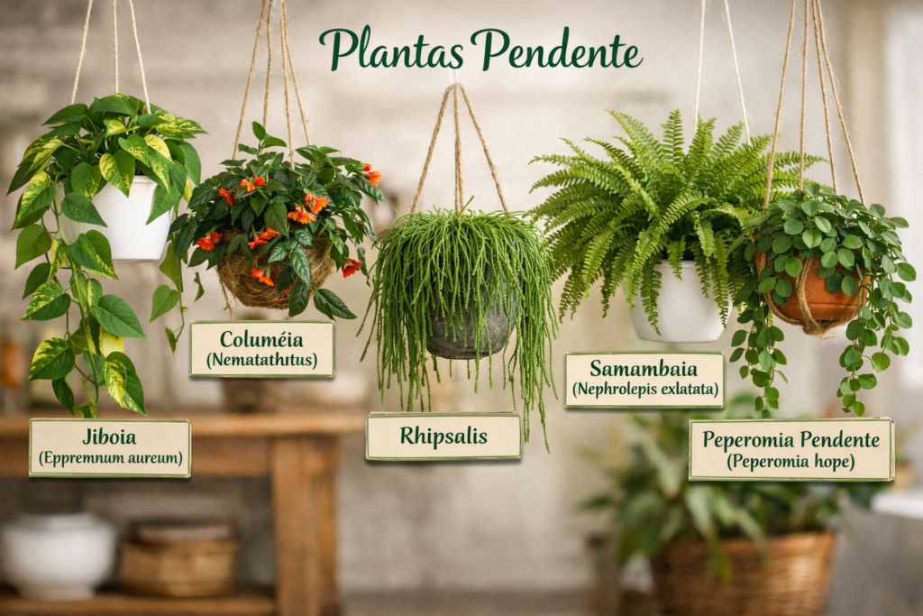 plantas pendentes ideais  para dendro de casa