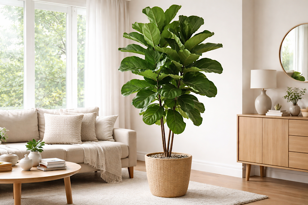 ficus lyrata planta grande ornamental para dentro de casa
