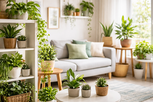 plantas para apartamento pequeno com pouca luz natural em sala moderna