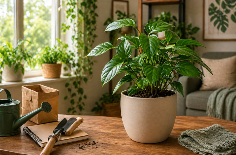 plantas que se adaptam após sair da estufa em ambiente interno com luz natural e cenário de cuidado doméstico