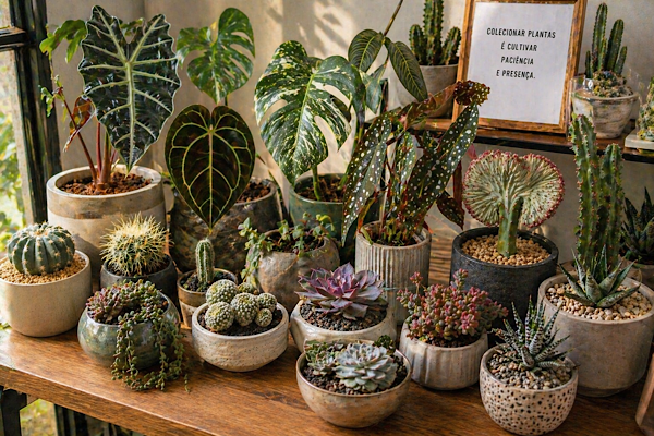 plantas raras suculentas e cactos em ambiente interno com composição variada para dentro de casa