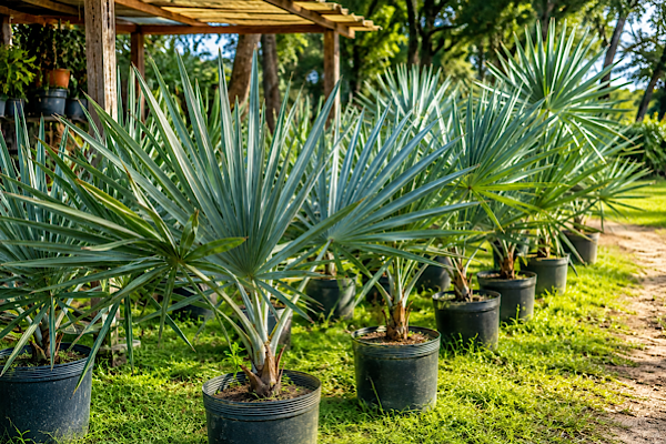Palmeira azul (Bismarkia) em vasos
