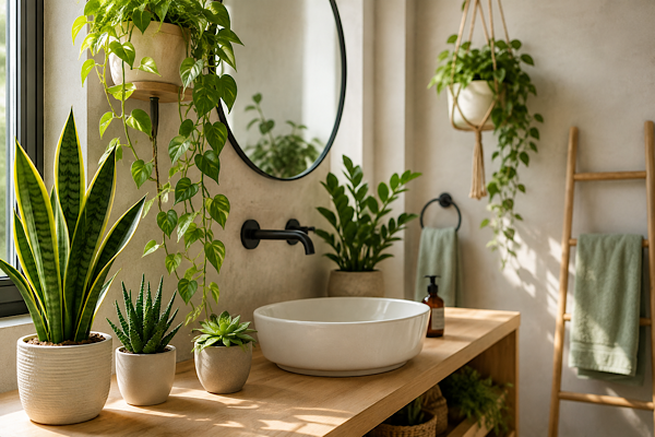 Plantas para lavabo decorando banheiro pequeno com luz natural