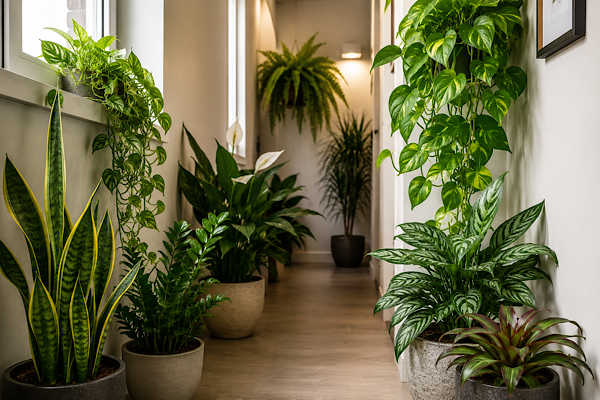 Plantas para corredor estreito decorado com espécies adaptadas à luz indireta