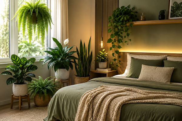 Plantas para quarto de casal em ambiente aconchegante e bem iluminado